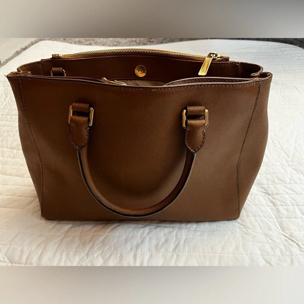 Michael Kors Handbag Satchel Saffiano Tan Leather